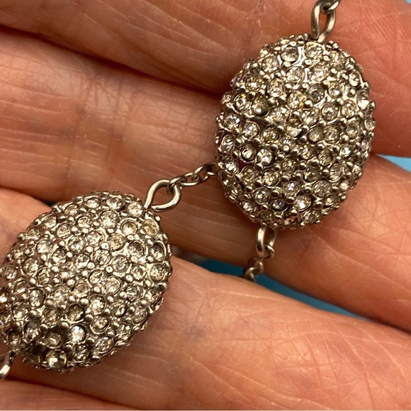 CHICO'S Silver Chain Rhinestone & Silver Bead Station Long Necklace - Picture 3 of 8